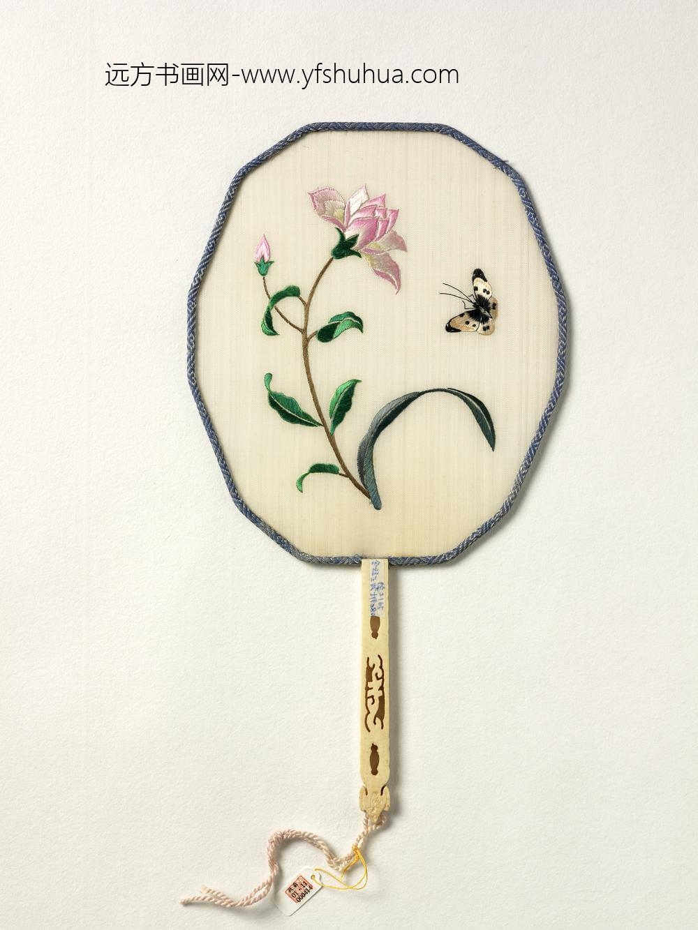 清人绣花卉成扇-