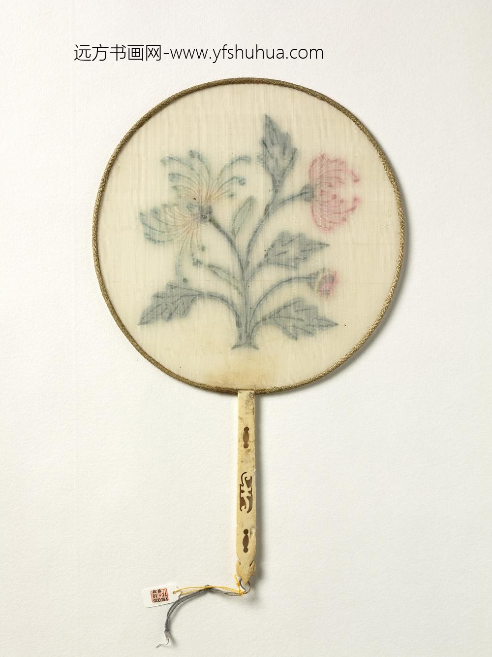 清人绣花卉成扇-