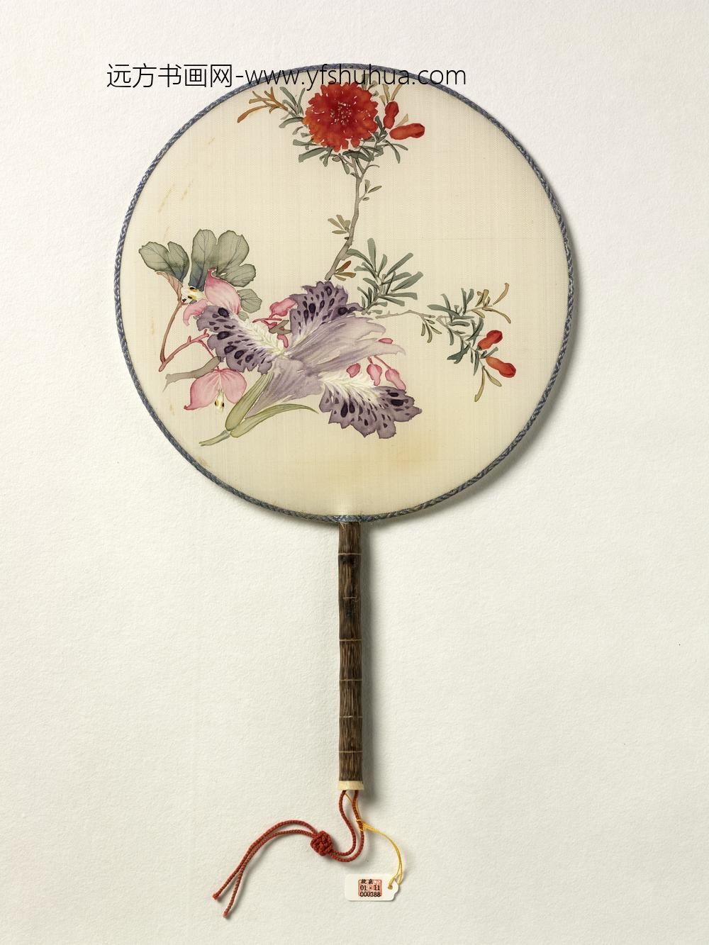 清人花卉成扇-