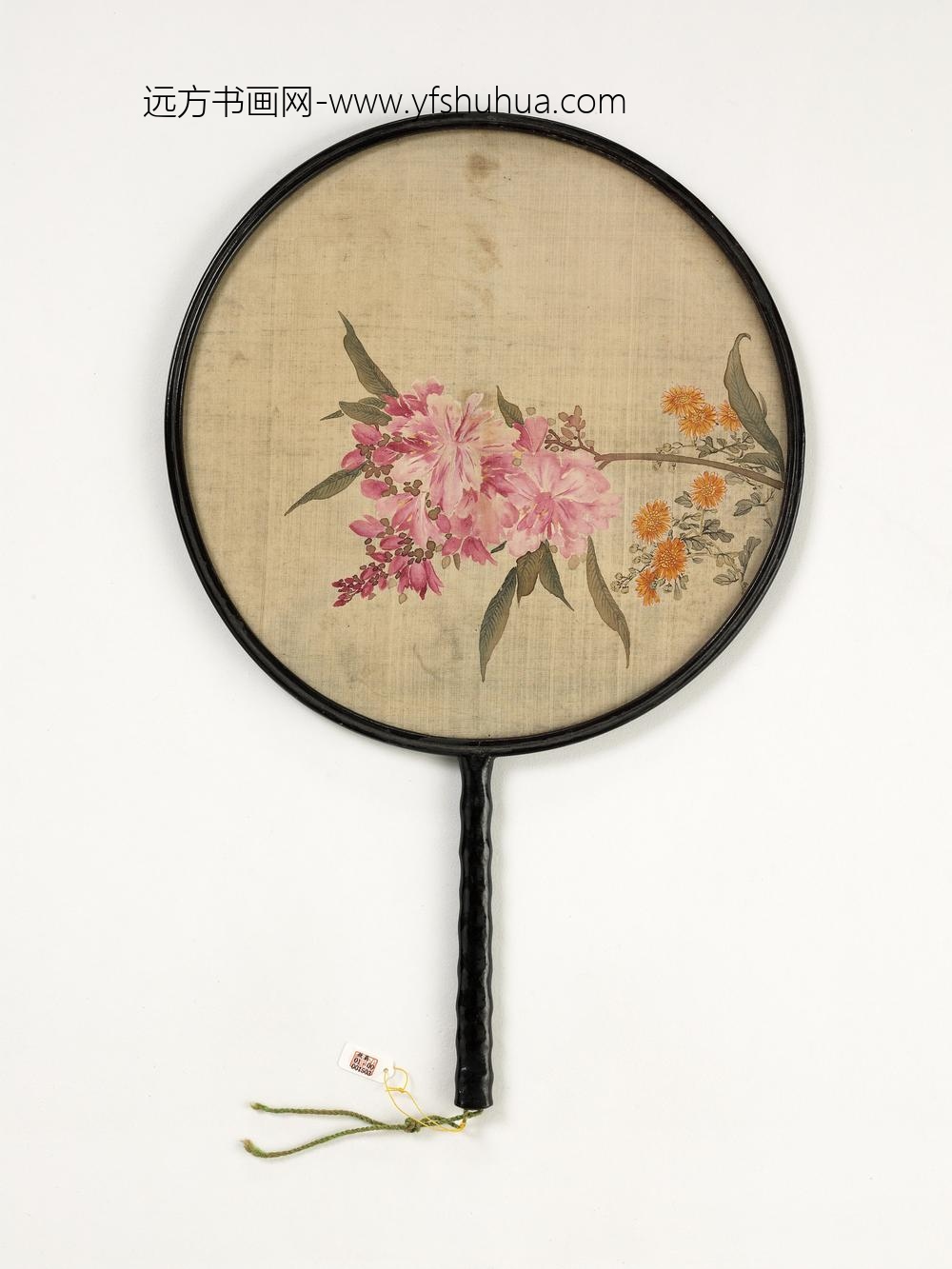 清人花卉成扇-