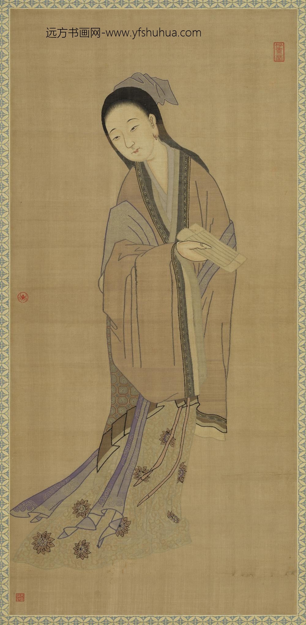 清仿旧缂丝美人轴