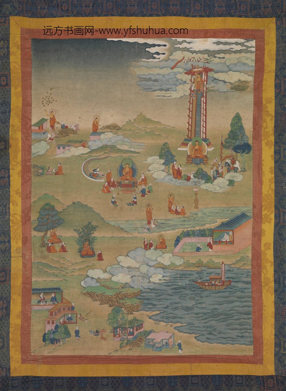 清佛传图唐卡轴