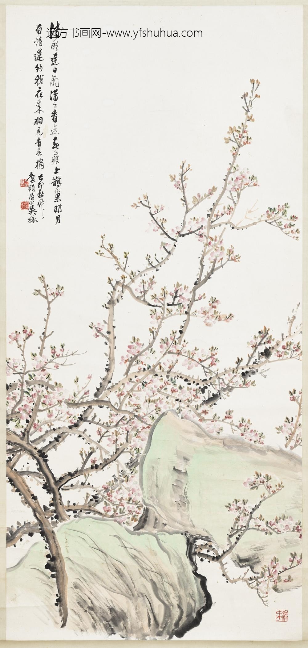 清吴征杏花图真迹轴