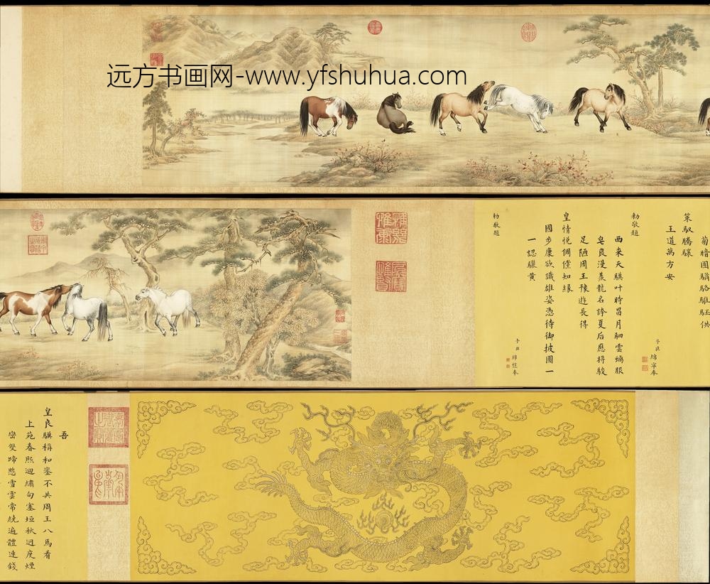 清天閑馴良平安八駿卷绢本x像素台北故宫