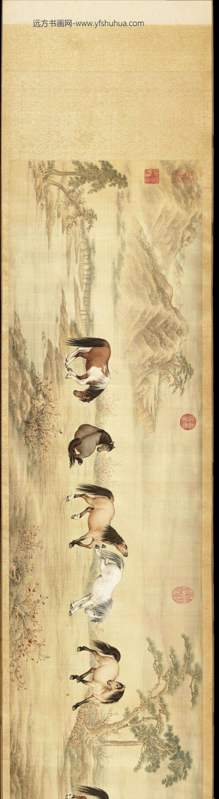 清天閑馴良平安八駿卷绢本x像素台北故宫_