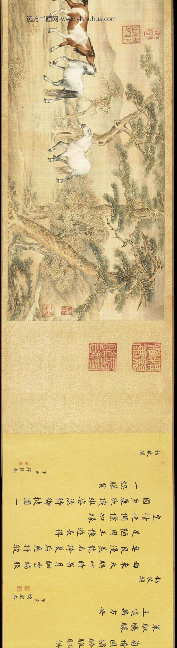 清天閑馴良平安八駿卷绢本x像素台北故宫_