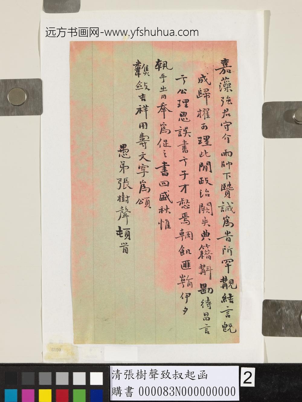 清张树声致叔起函-