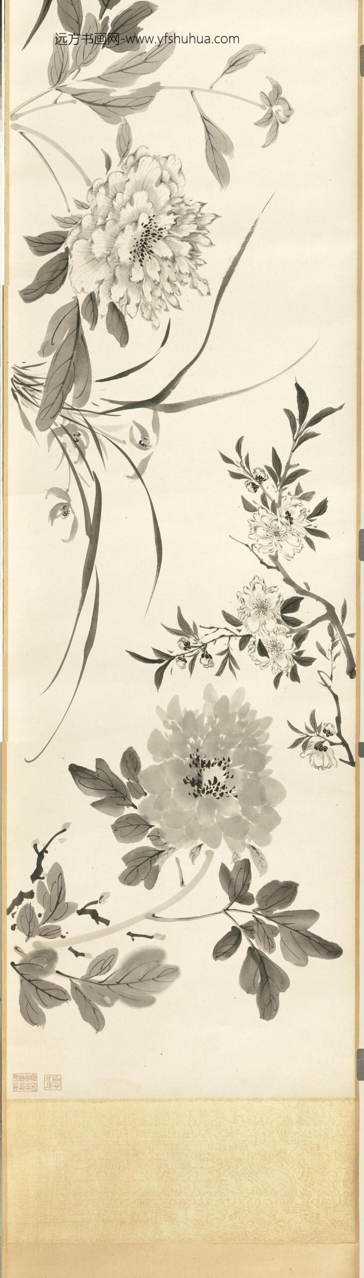 清张画画杂卉卷_