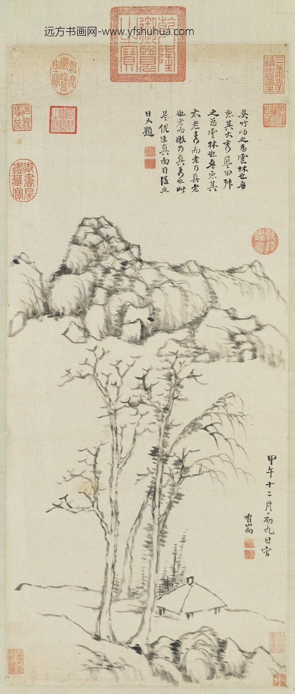 清恽向秋亭嘉树图轴