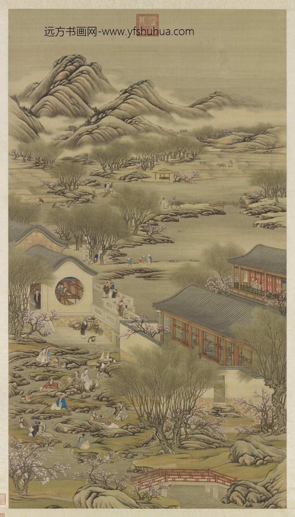 清画院画十二月月令图三月轴