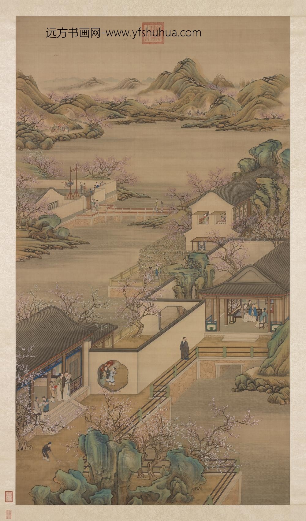 清画院画十二月月令图二月轴