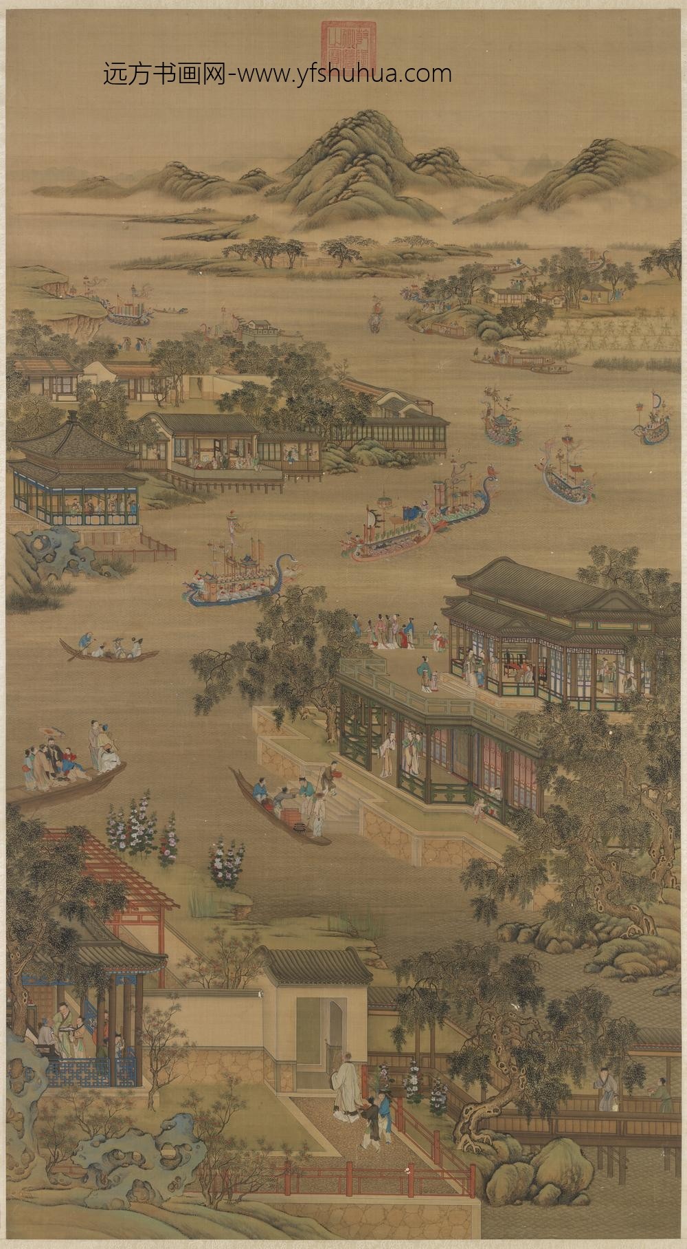 清画院画十二月月令图五月轴