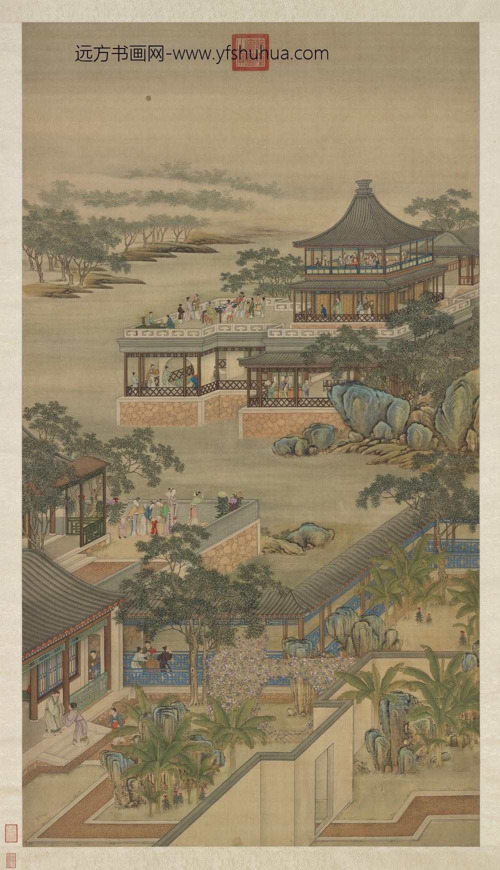 清画院画十二月月令图八月轴