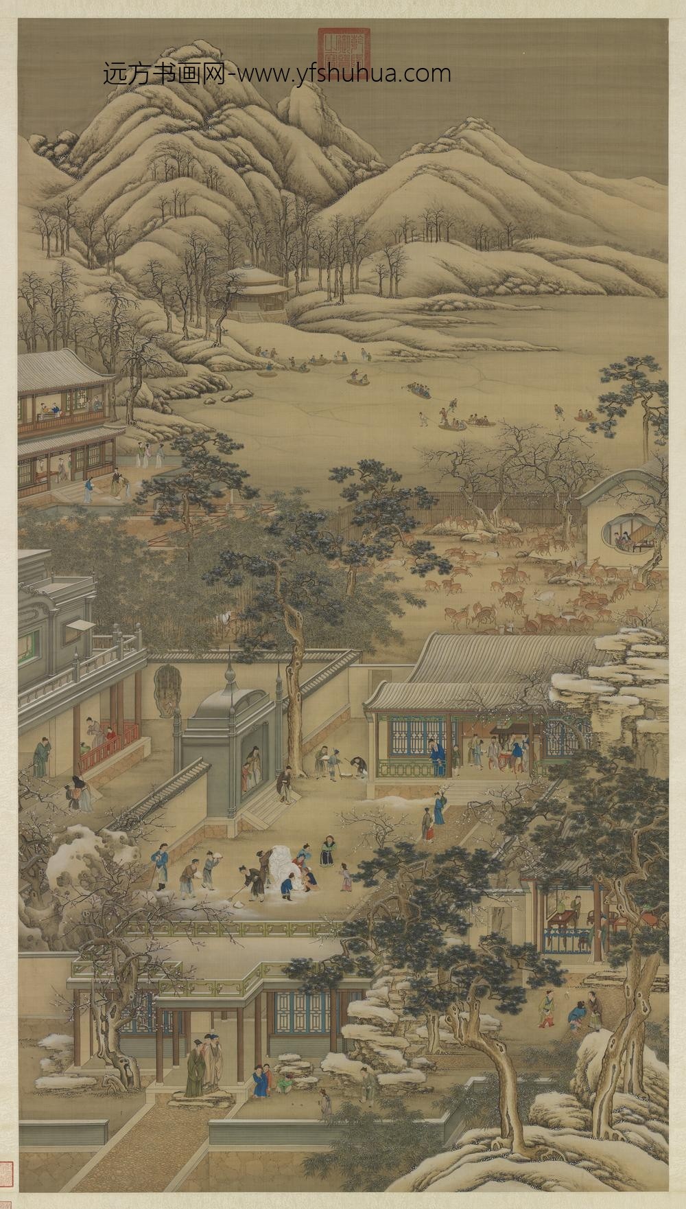 清画院画十二月月令图十二月轴