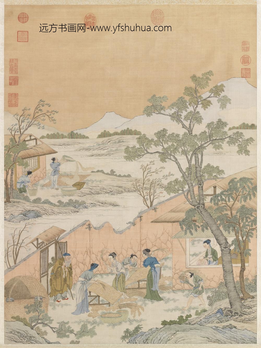 清缂丝场圃秋成图轴