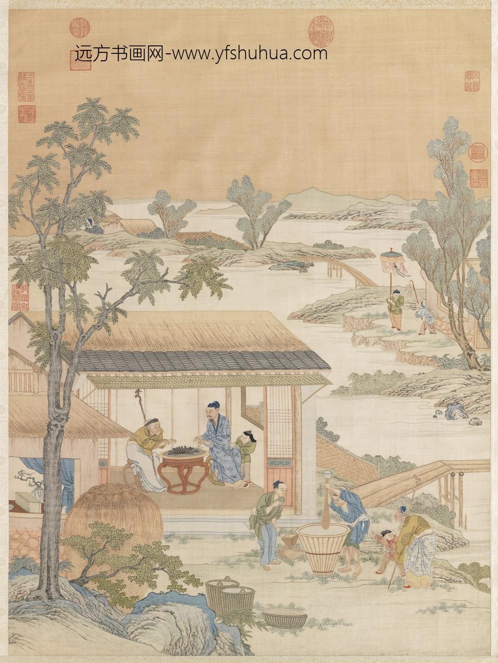 清缂丝村农韶庆图轴