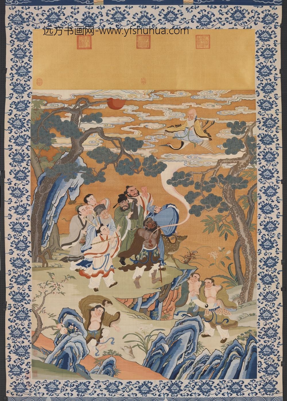 清缂丝群仙庆寿图轴