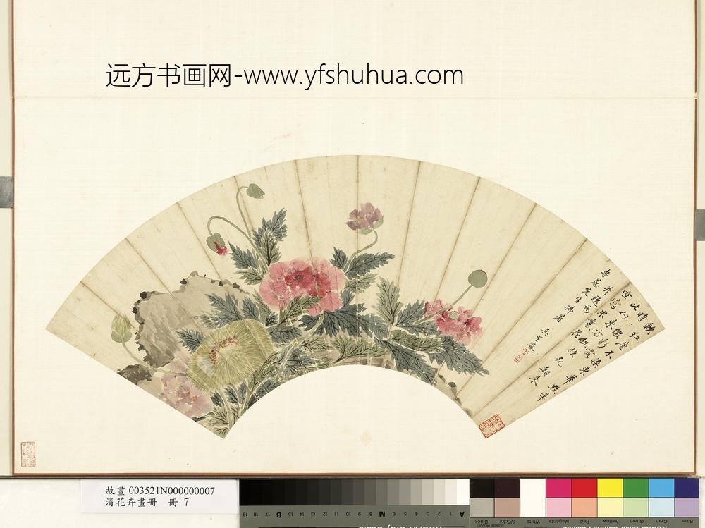 清花卉画册册-清吴翌凤虞美人