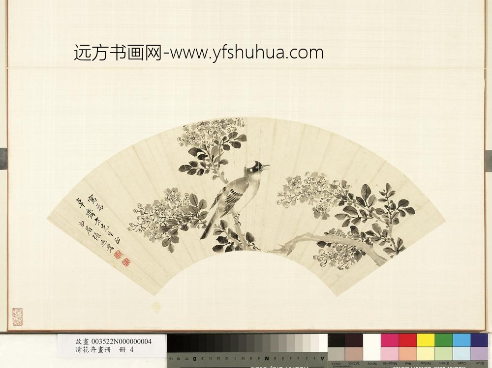 清花卉画册册-清张乃耆紫薇白头