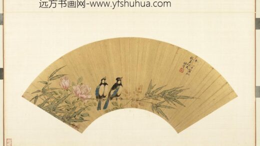 清花卉画册册 清张奇竹雀月季.jpg