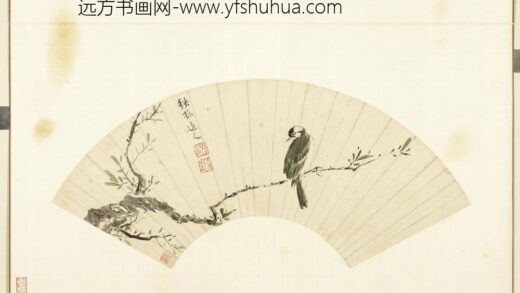 清花卉画册册 清张穆杨柳白头.jpg