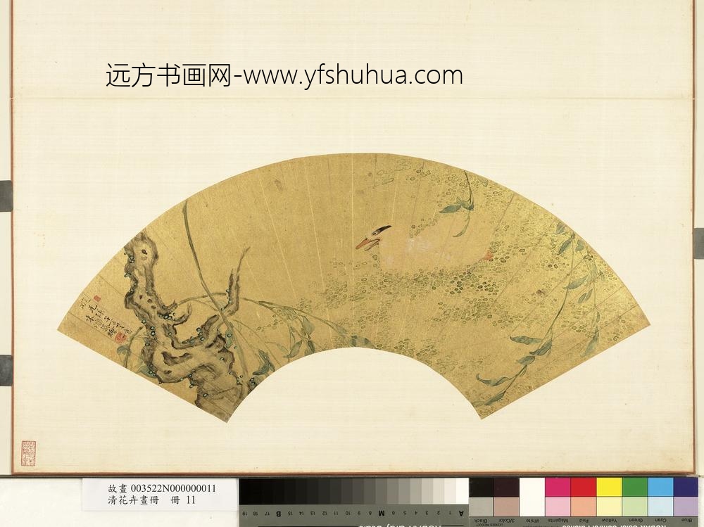 清花卉画册册-清朱滦柳鸭