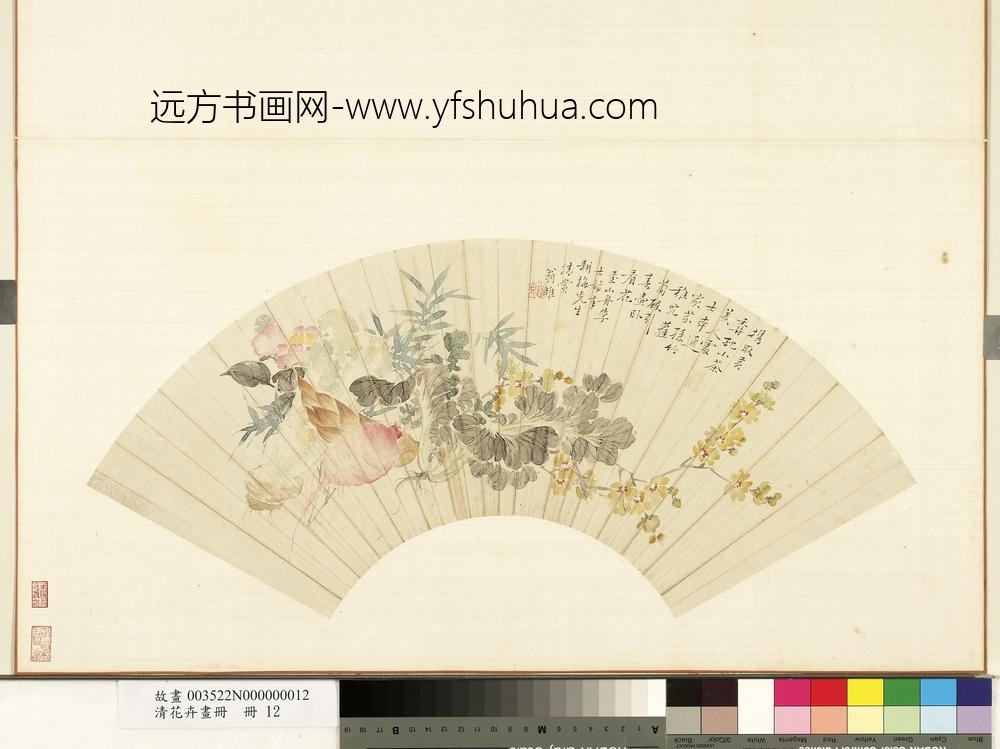 清花卉画册册-清翁雒腊梅山茶