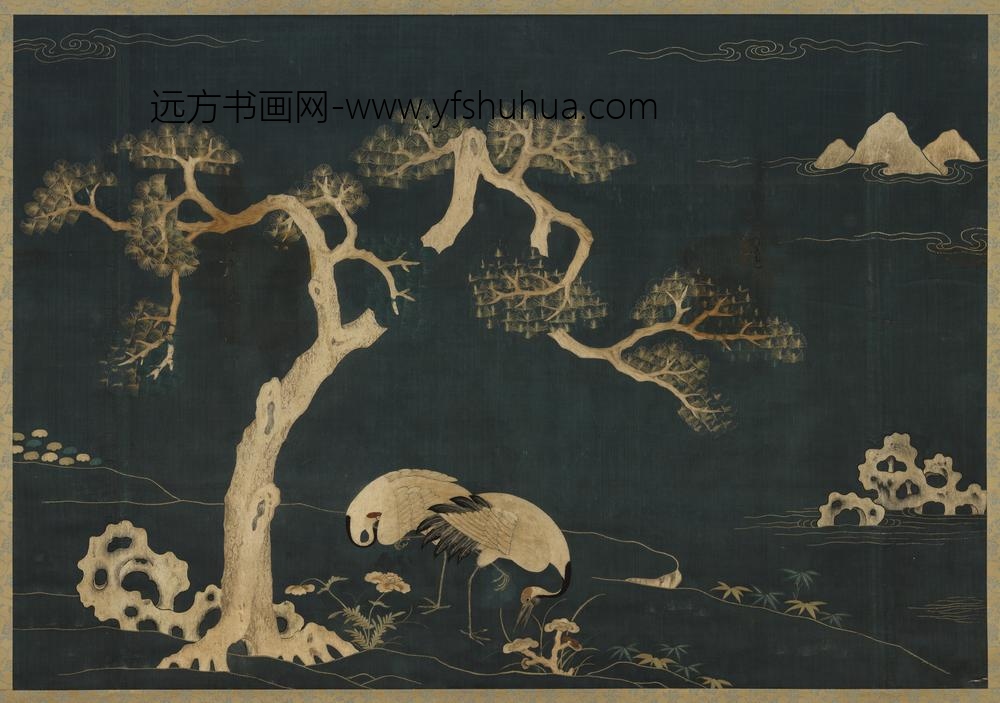 清露香园仿宋绣松鹤轴