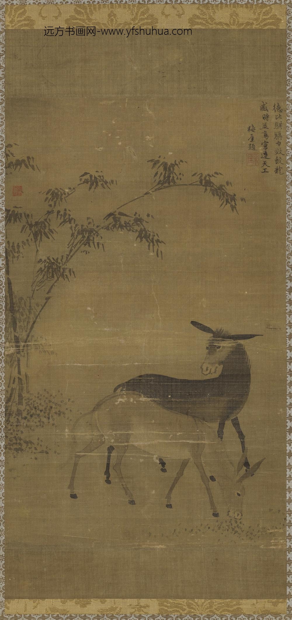 研溪居士画牛驴双幅轴画驴研溪居士画牛驴双幅轴画驴