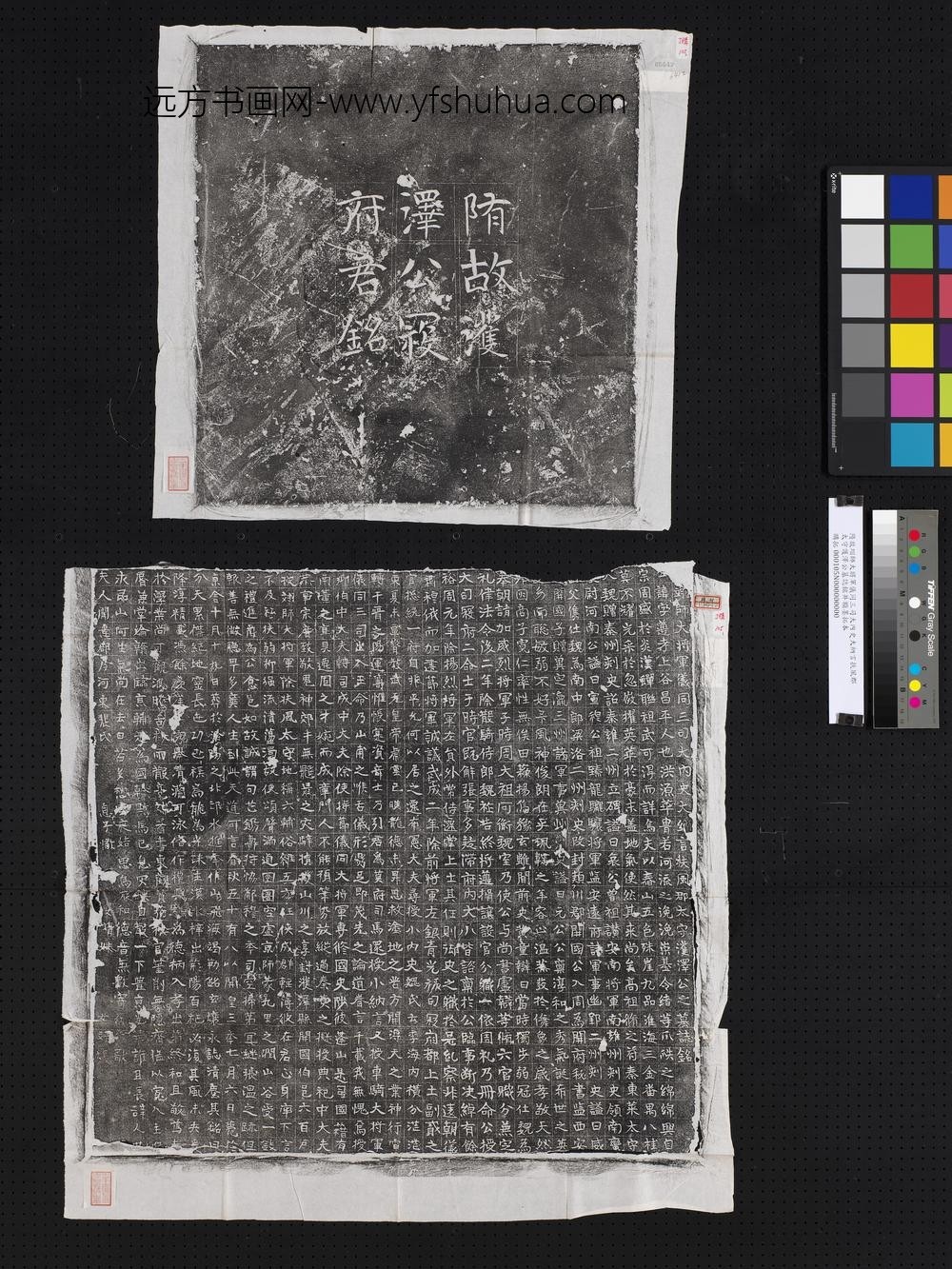 隋故翊师大将军仪同三司大内史大纳言扶风郡太守护泽公墓志铭并额墨拓本