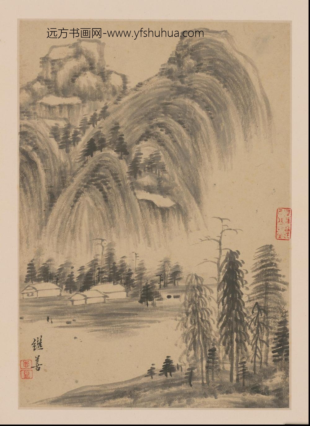SS-清代-德梵-山水册页-()