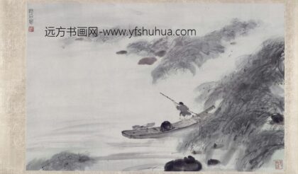 傅抱石柳溪渔艇图轴.jpg