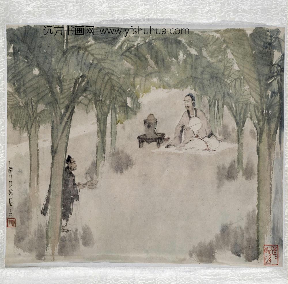 傅抱石蕉荫烹茶图册页