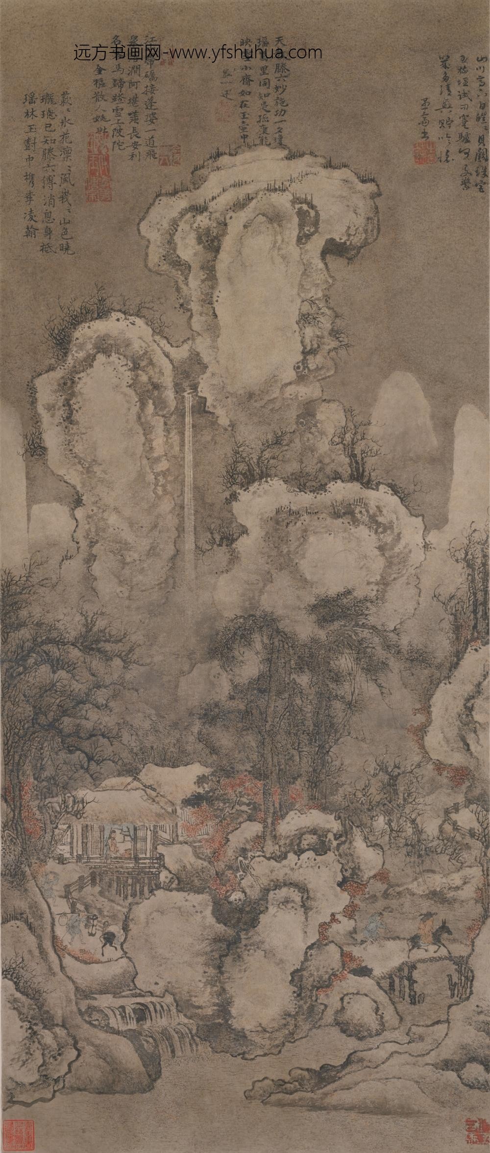元-元人画瑶岑玉树图轴