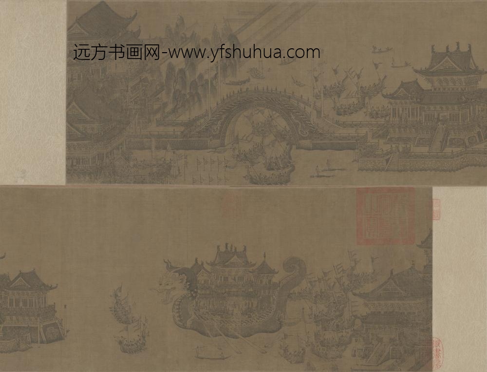 元-元人画龙舟夺标图卷