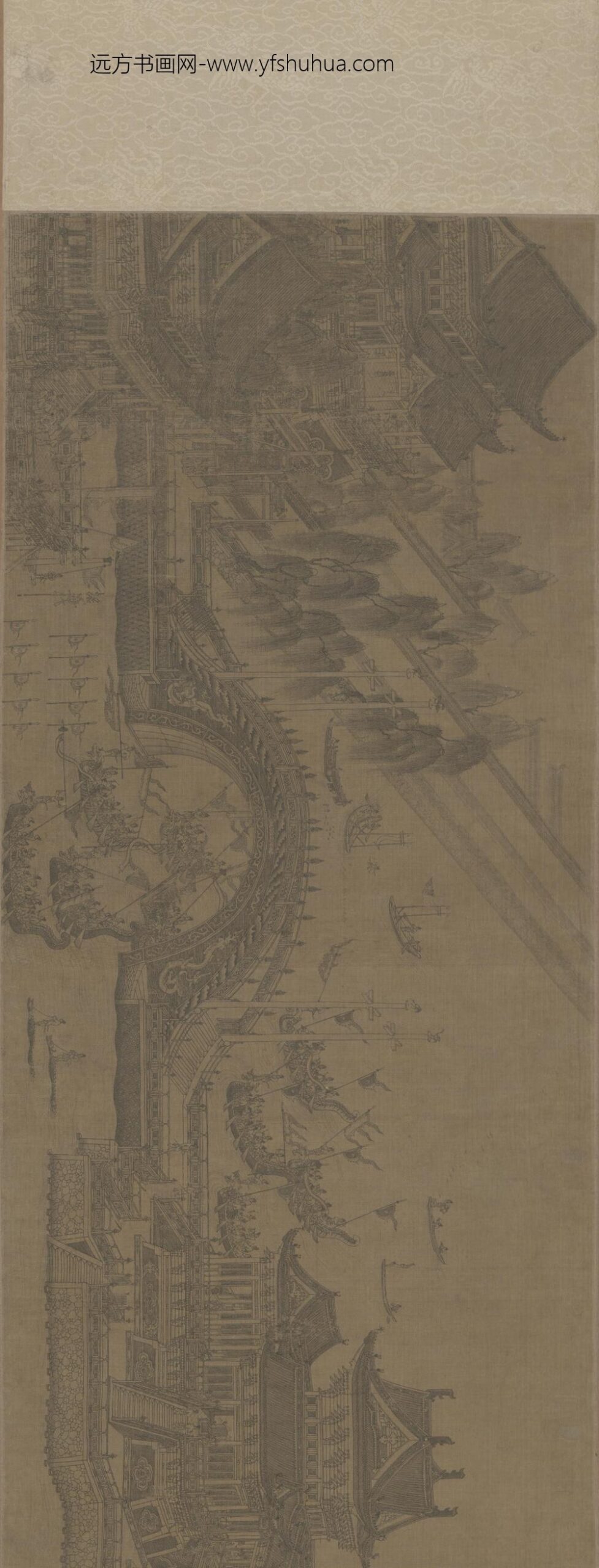 元-元人画龙舟夺标图卷_