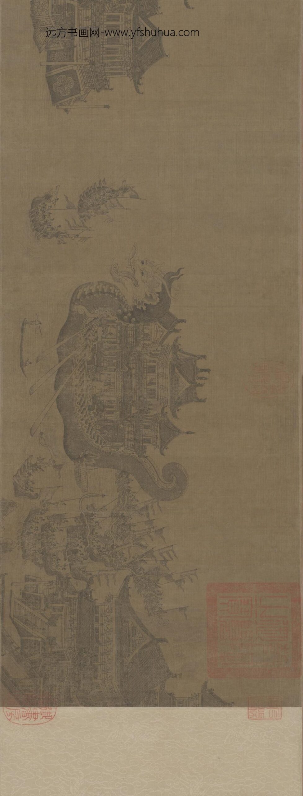 元-元人画龙舟夺标图卷_