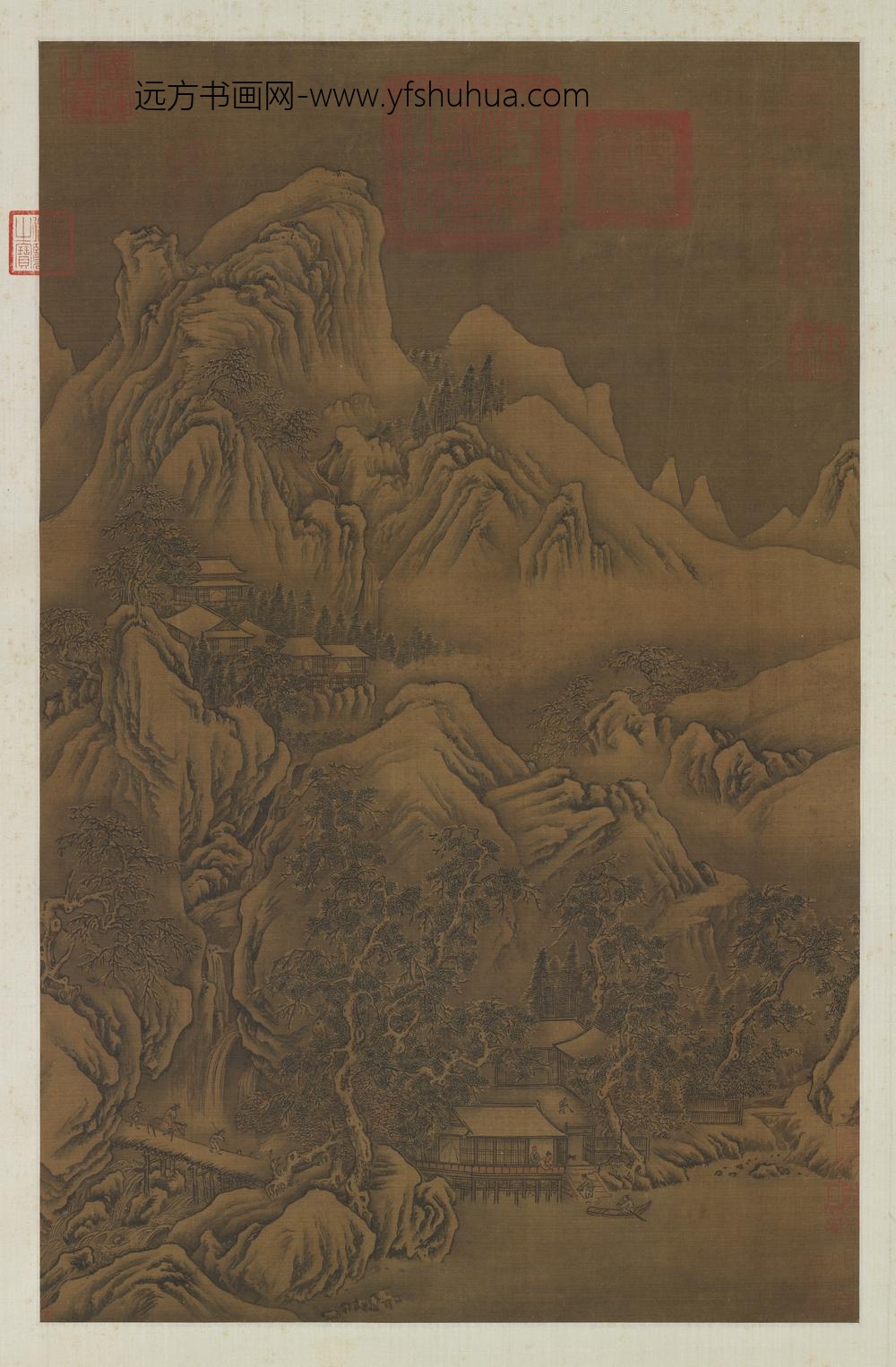 元人买鱼沽酒图轴