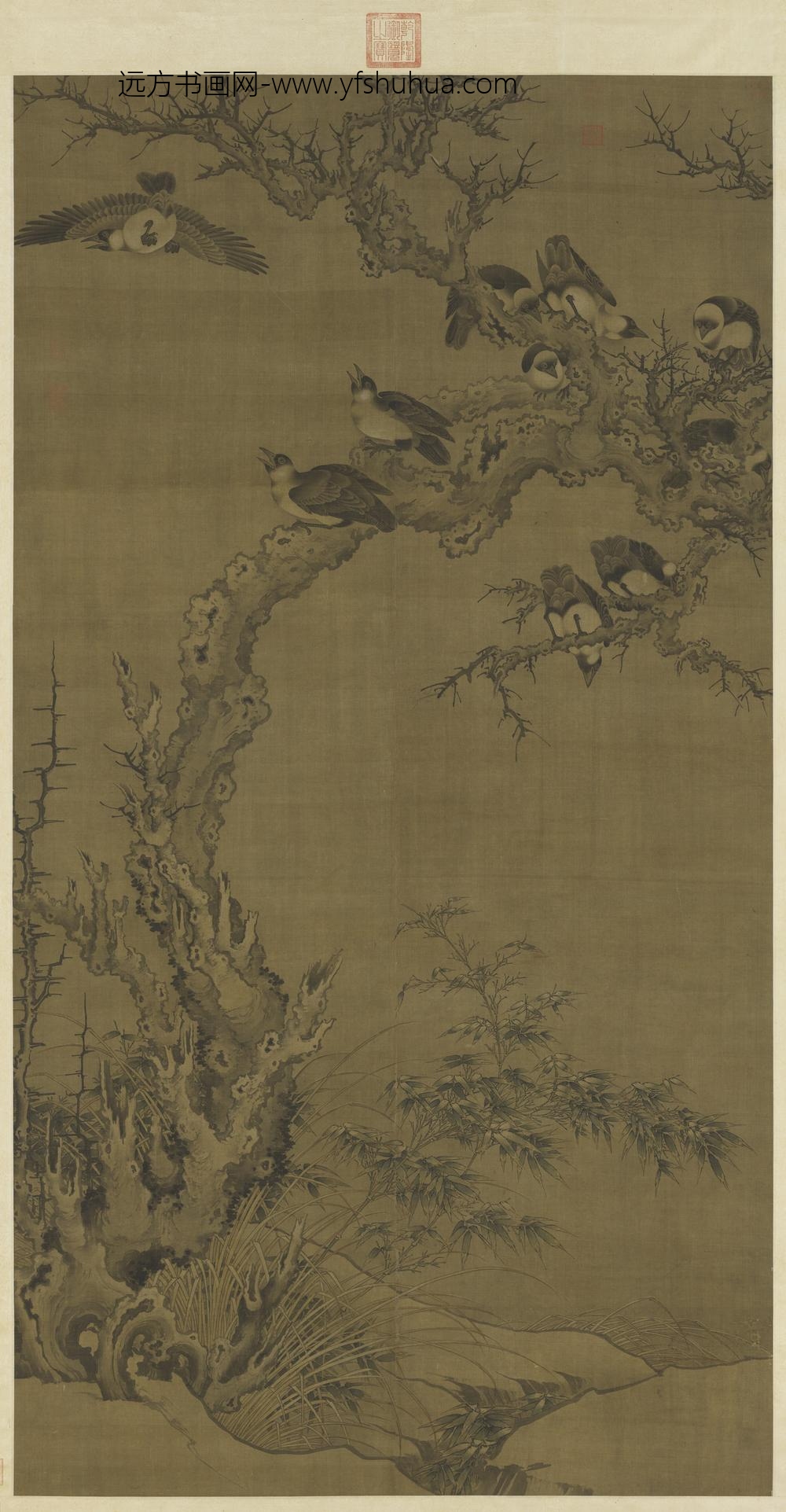 元人古木寒鸦图轴
