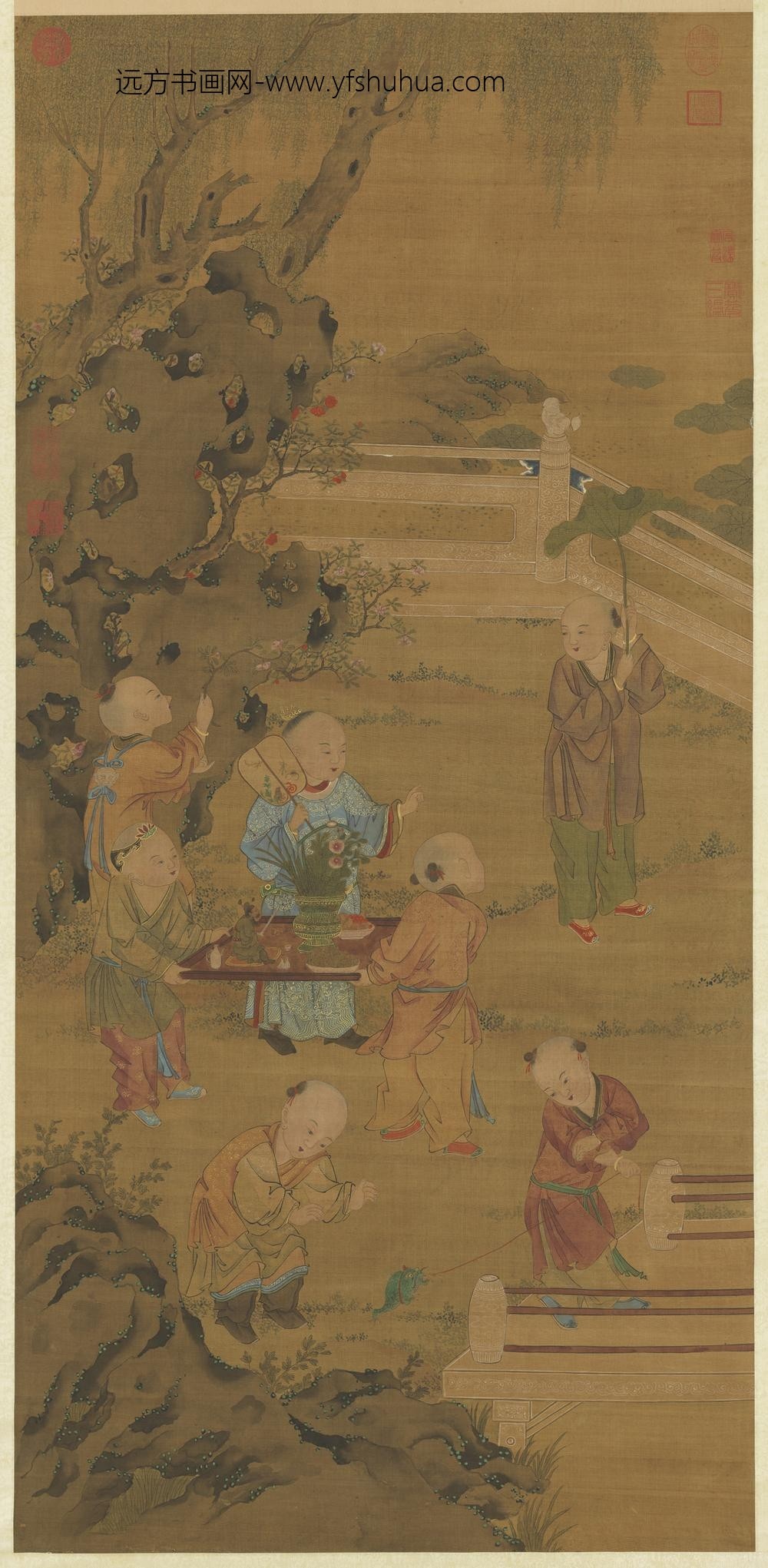 元人夏景戏婴轴