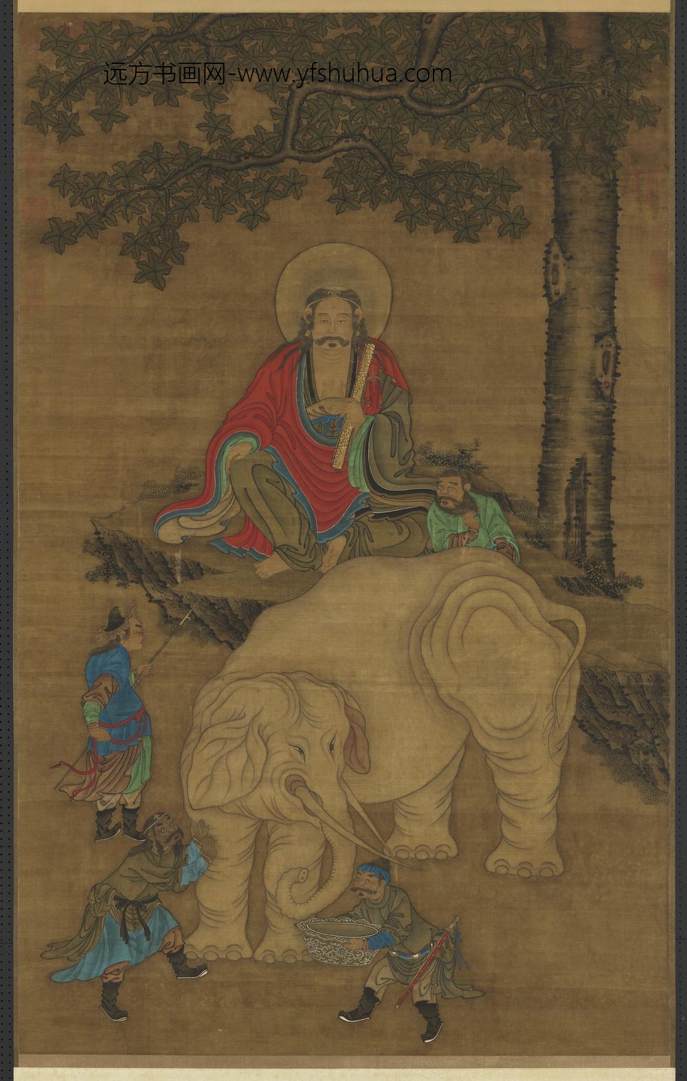 元人文殊洗象图轴