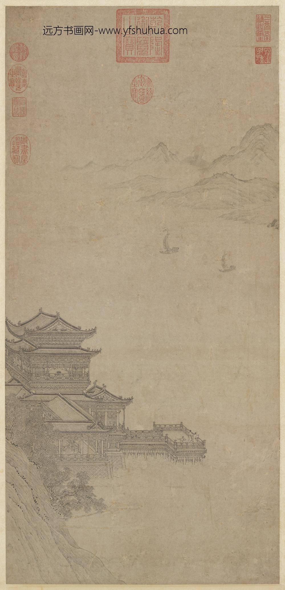 元人江天楼阁轴