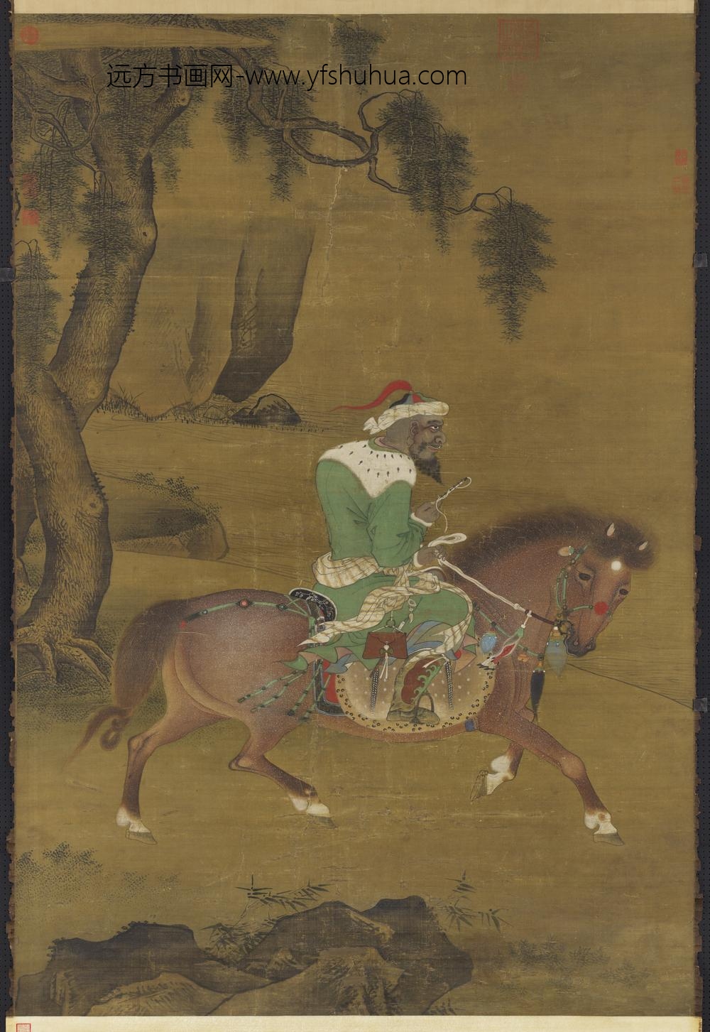 元人游骑图轴