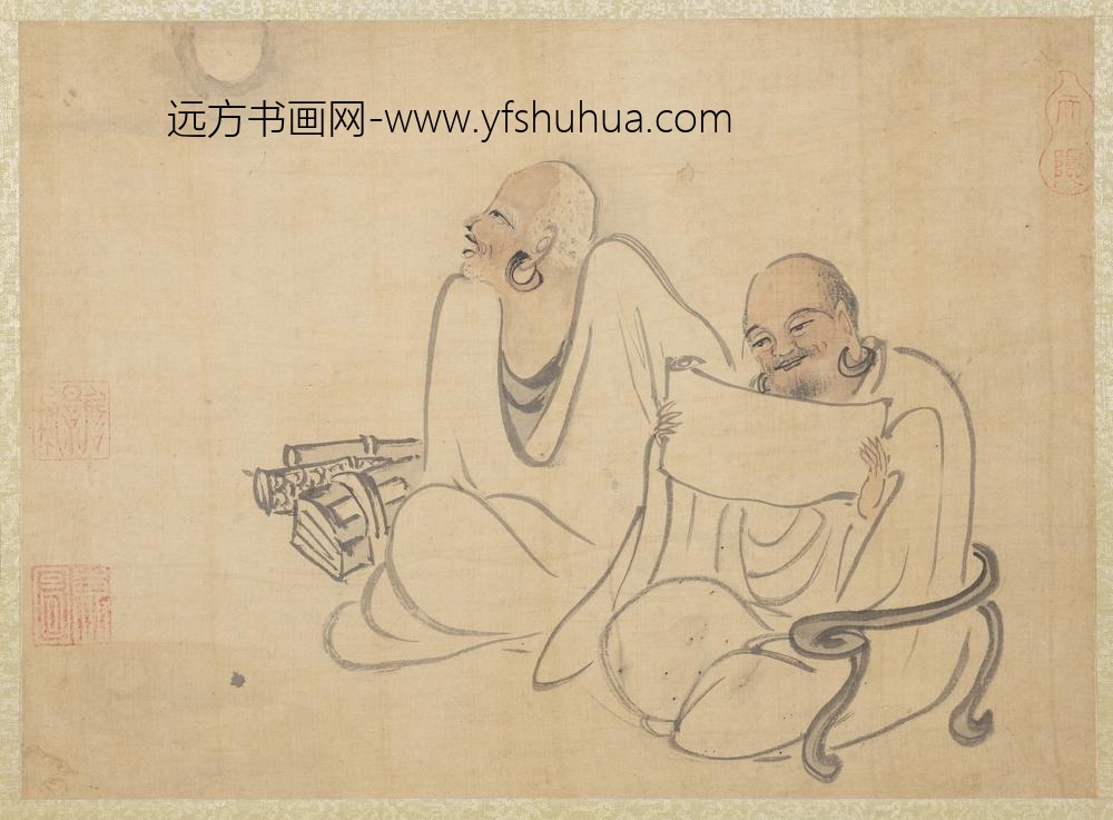 元人画十八应真像册-应真（三）