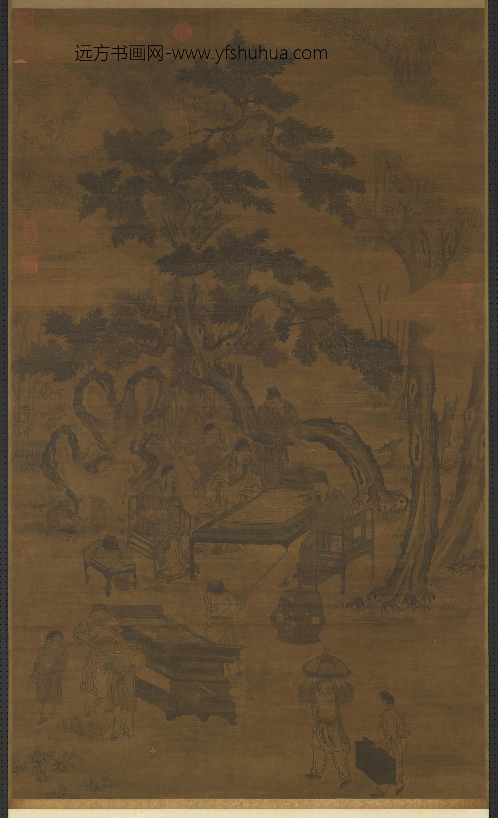 元人画夏墅棋声轴