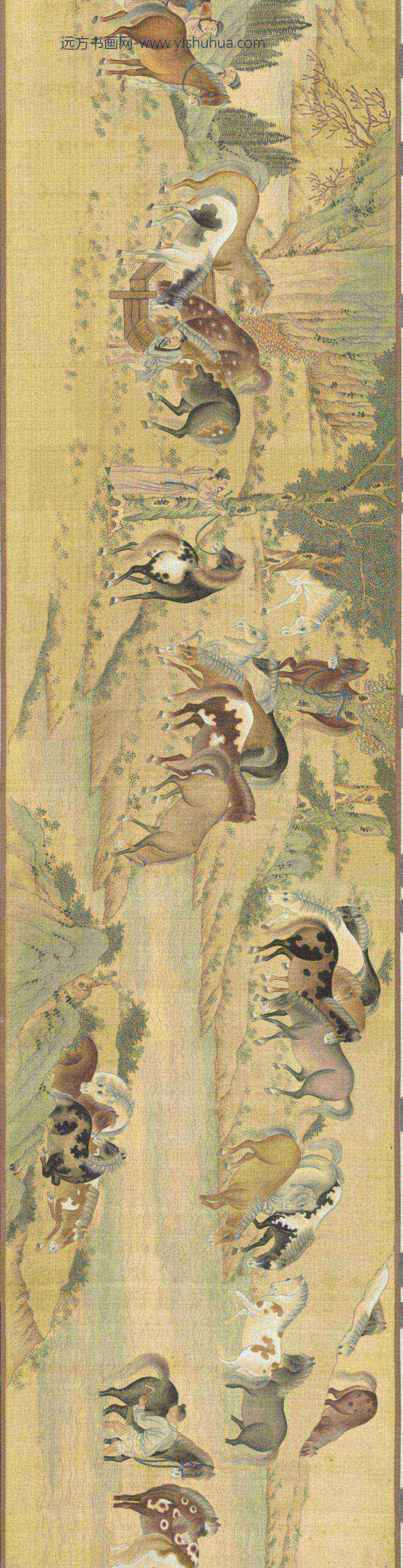 元人画百马图_