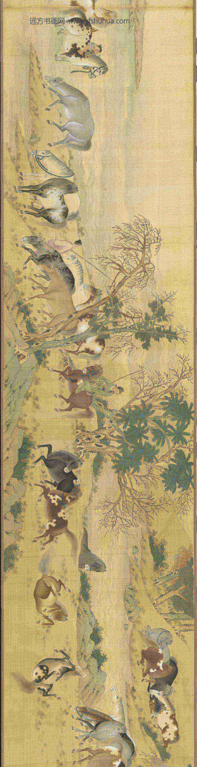 元人画百马图_