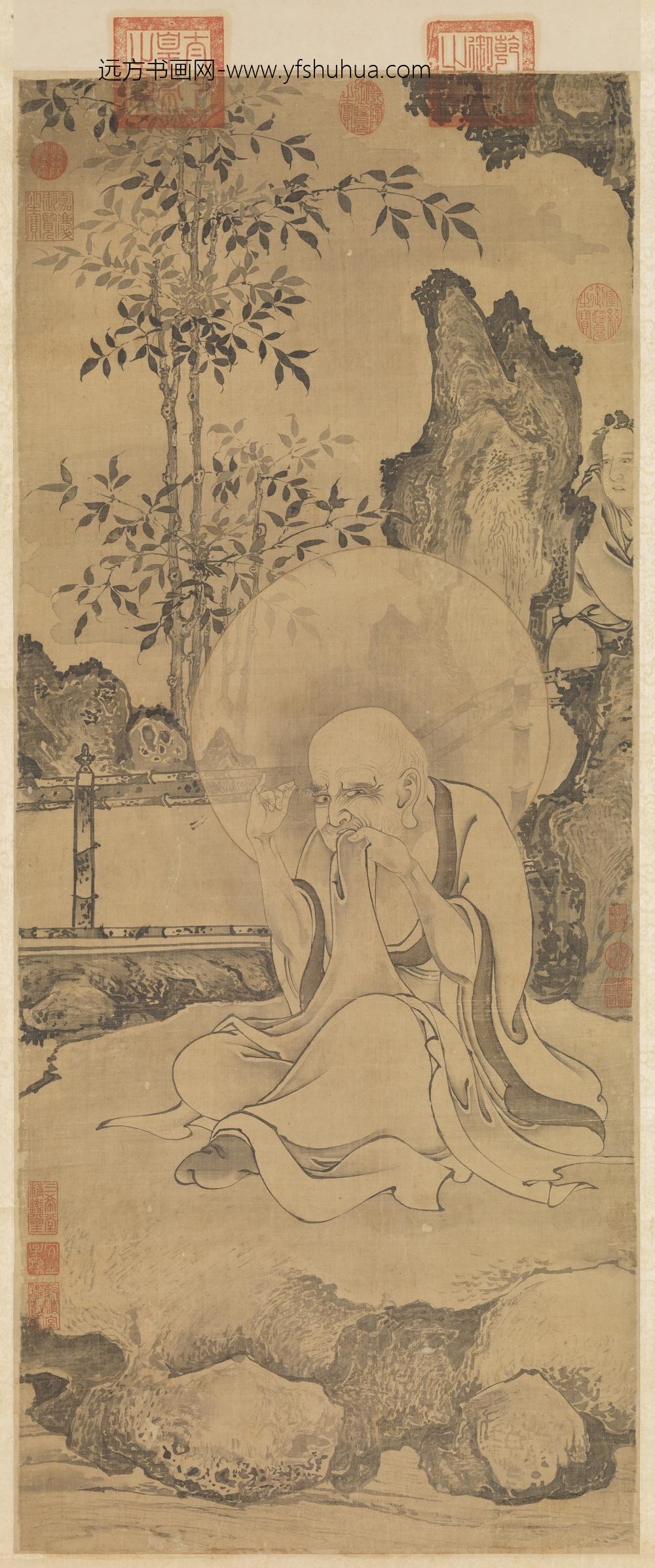 元人画第一阿迎阿机达尊者轴