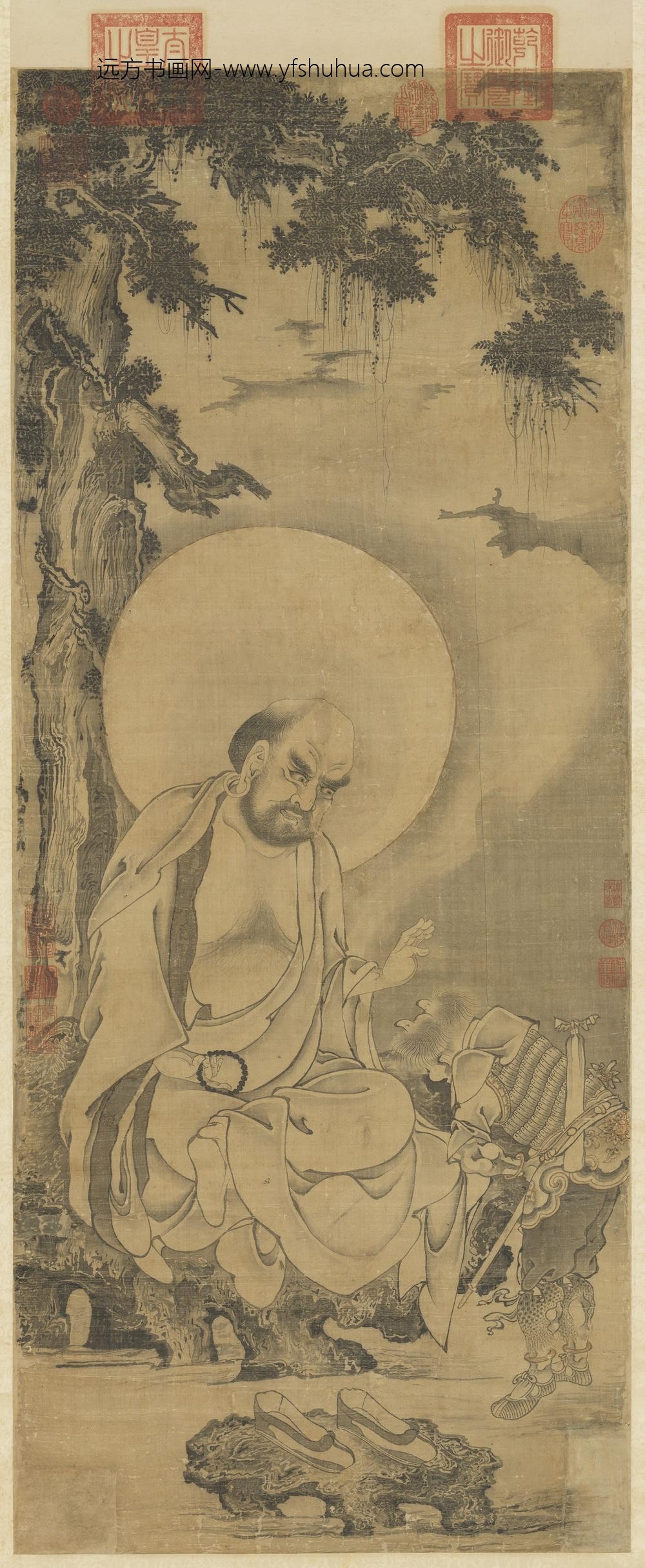 元人画第九拔嘎沽拉尊者轴
