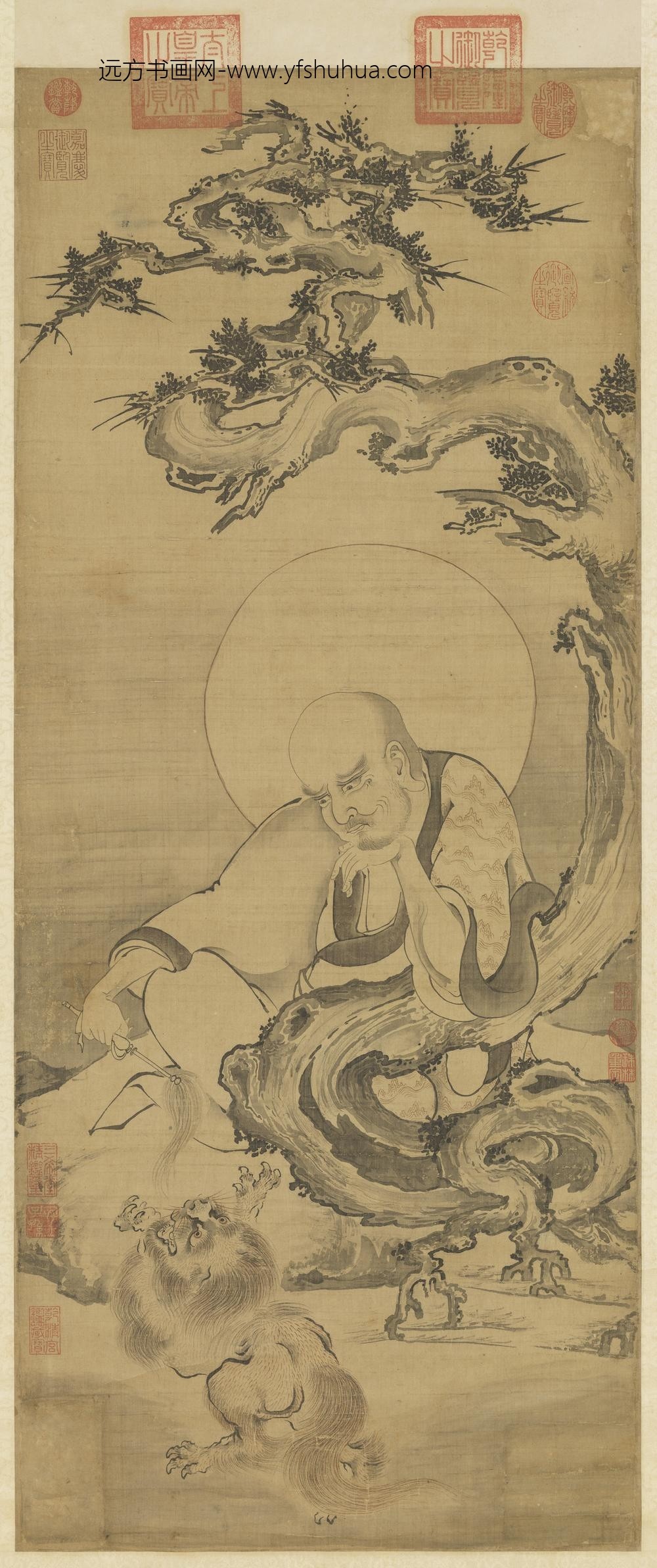 元人画第六拔哈达喇尊者轴